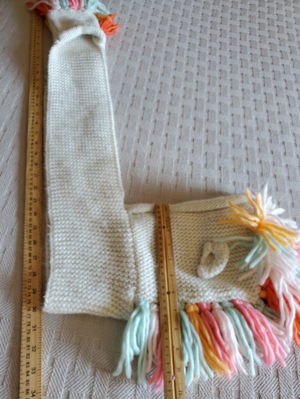 Cat & Jack Kids Unicorn Hood Scarf Knit Fringe Pockets Halloween Winter - Picture 8 of 12